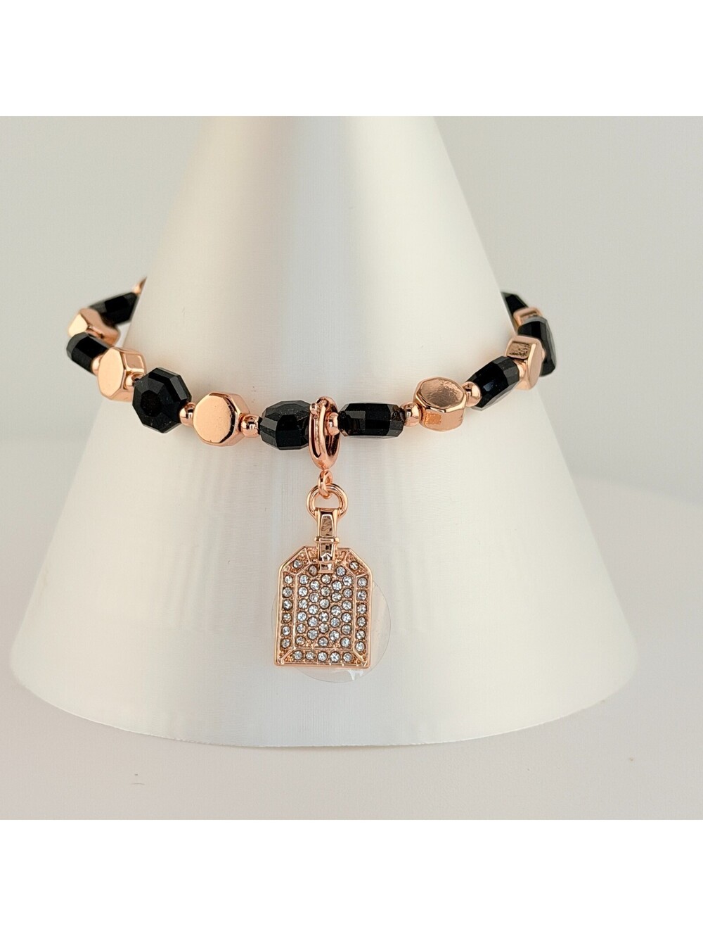 Bomb Party Bracelet - Luggage Tag Charm on Rose Gold Plating